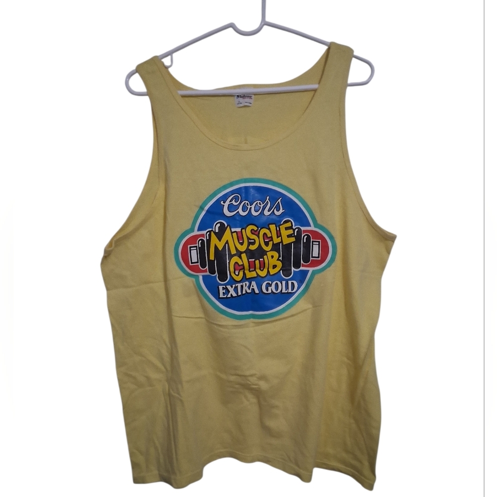 Vintage Rare Coors Muscle Club Yellow Tank Top XL